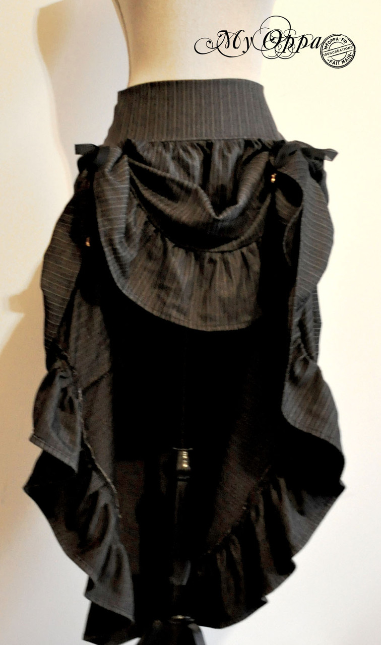 My Oppa creation jupe longue marron relevée Steampunk boheme victorien medieval danse spectacle, Skirt Bohemian Victorian Dance Show