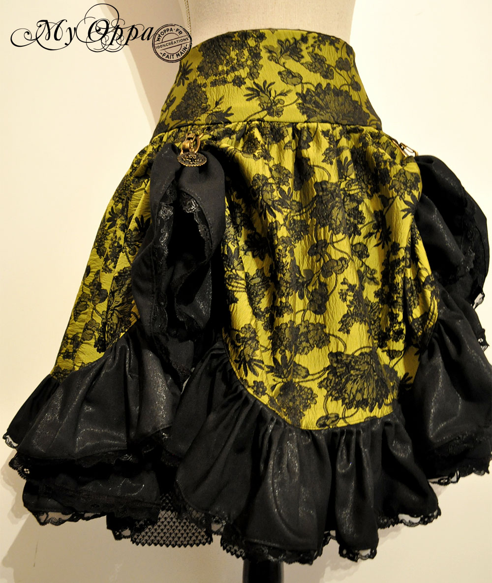 creation my oppa skirt steampunk clothes fashion flowers green costume