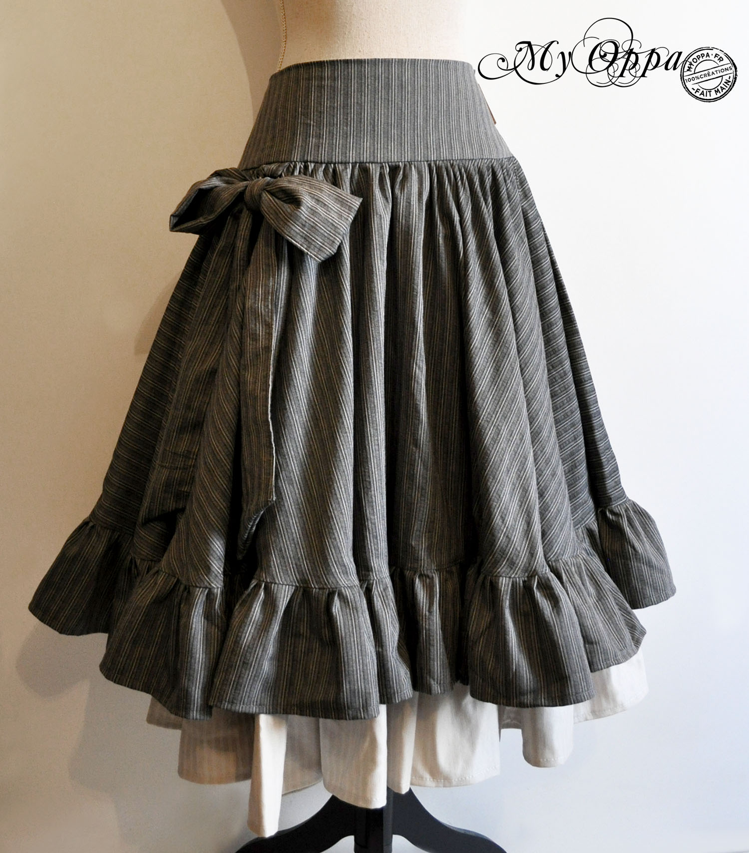 jupe steampunk rayée my oppa creation skirt