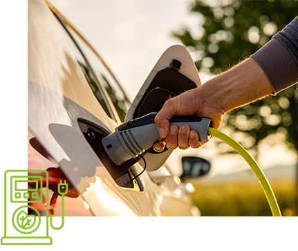 Elektroauto wird an Ladestation aufgeladen.