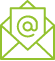 Hellgrünes Icon eines Umschlags mit @-Symbol.