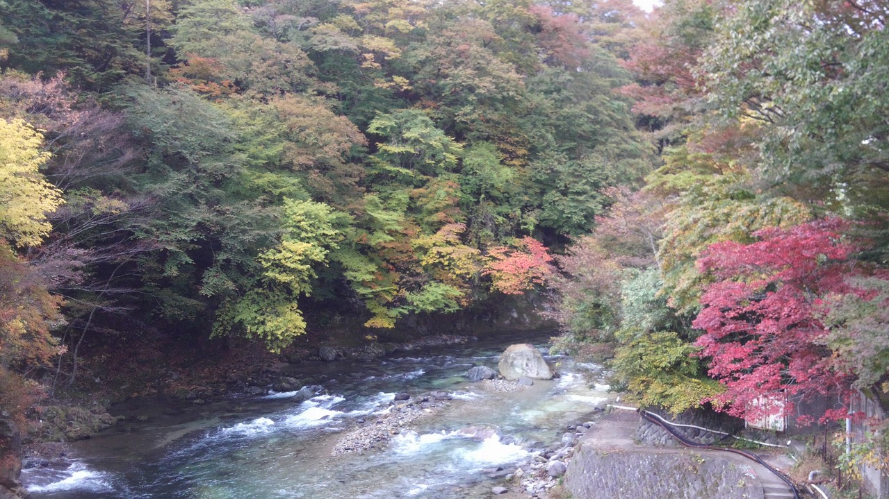 塩原温泉バスターミナル付近にて