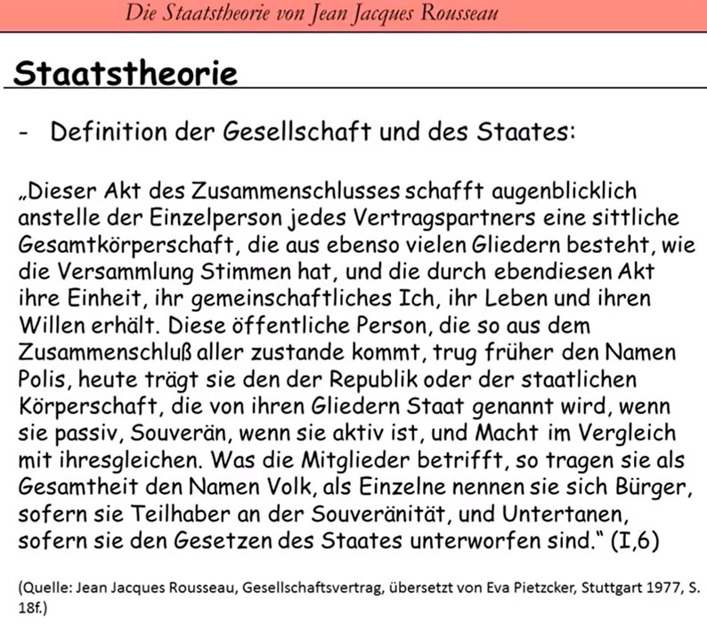Sozistunde 12302 Vertragstheorien Rousseau Gesellschaftvertrag