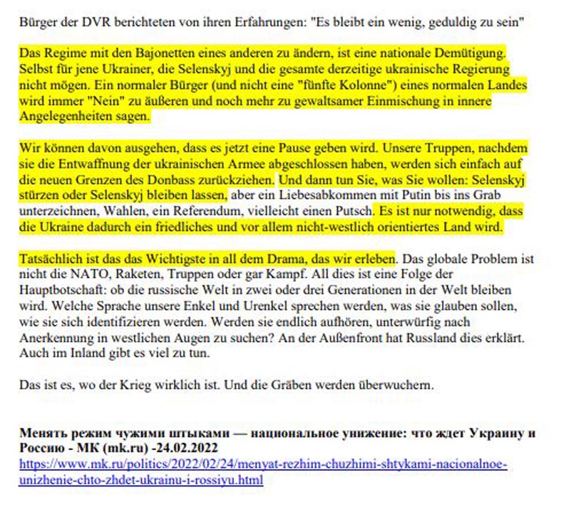 Moskovsky Komsomolets vom 24 02 2022 Was die Ukraine und Russland