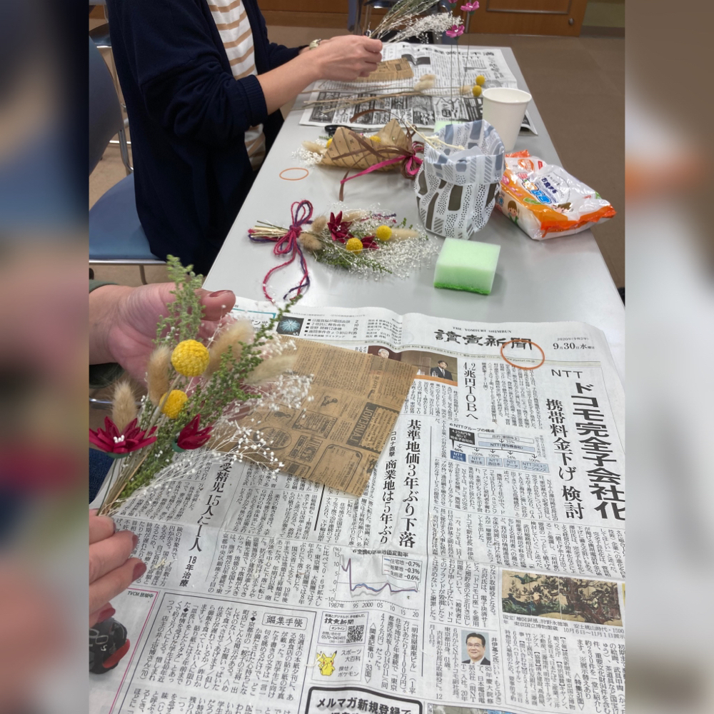 お花が出来たらスワッグを作ります