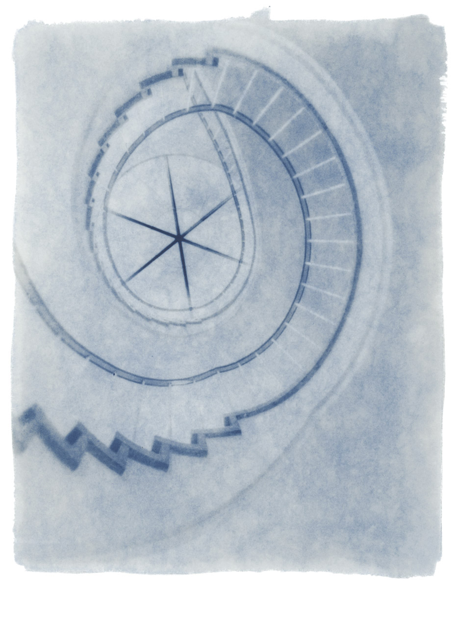 Stairwell - toned cyanotype