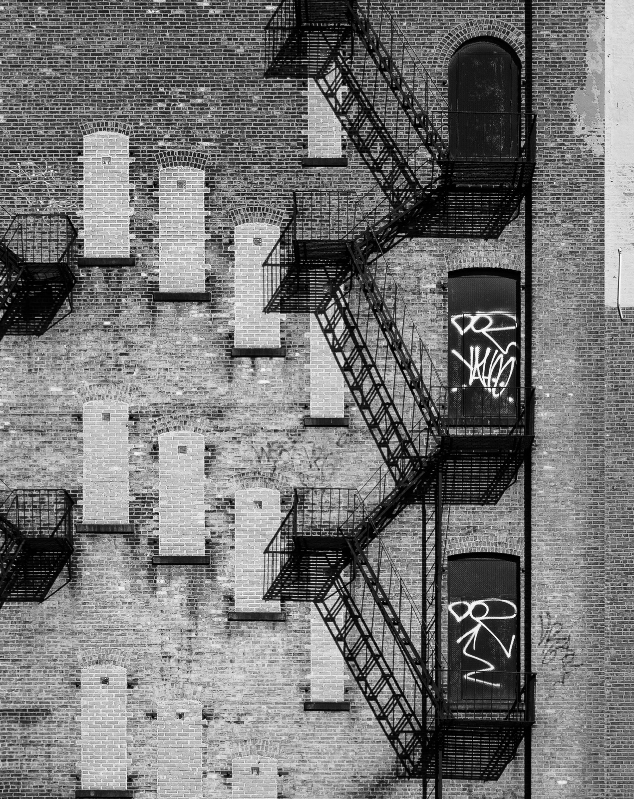 Back wall of apartment block, New York