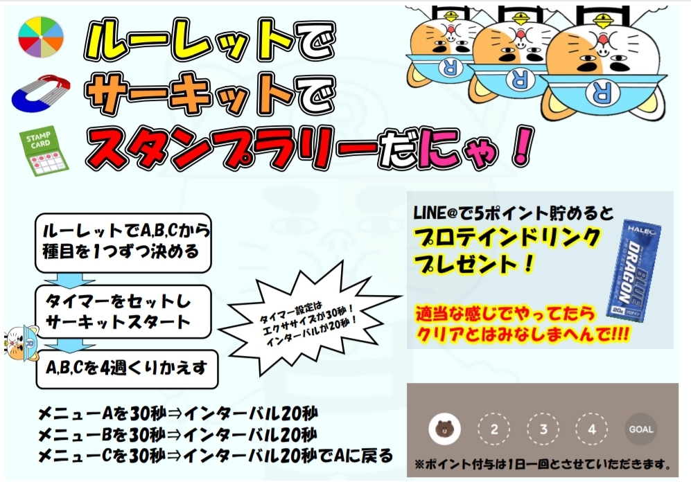 ルーレットでサーキットでスタンプラリー