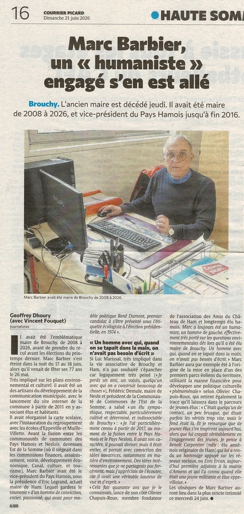 Article du Courrier Picard - 21 juin 2026