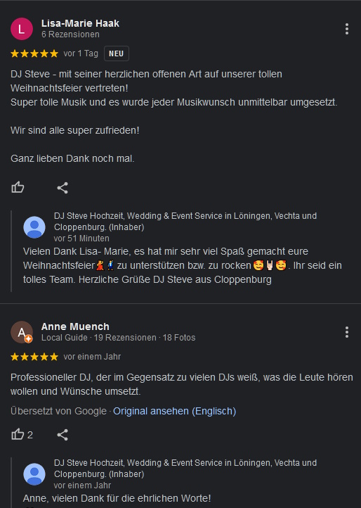 Suche Hochzeit DJ in Löningen, Meppen, Haselünne, Vechta, Cloppenburg und Lingen.