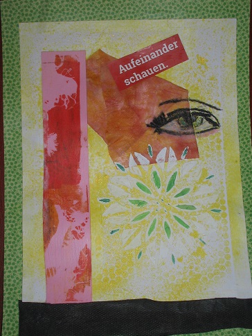 Auge drauf (Collage auf Pappe)