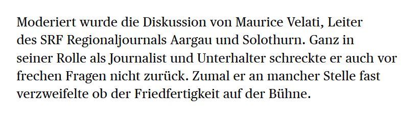 David Rutschmann (Badener Tagblatt, 04.09.2020) über das Podium in Rekingen (Gemeinderat Zurzach).