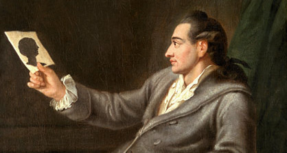"Der junge Johann Wolfgang Goethe mit einem Scherenschnitt" Gemälde von Georg Melchior Kraus ,1775