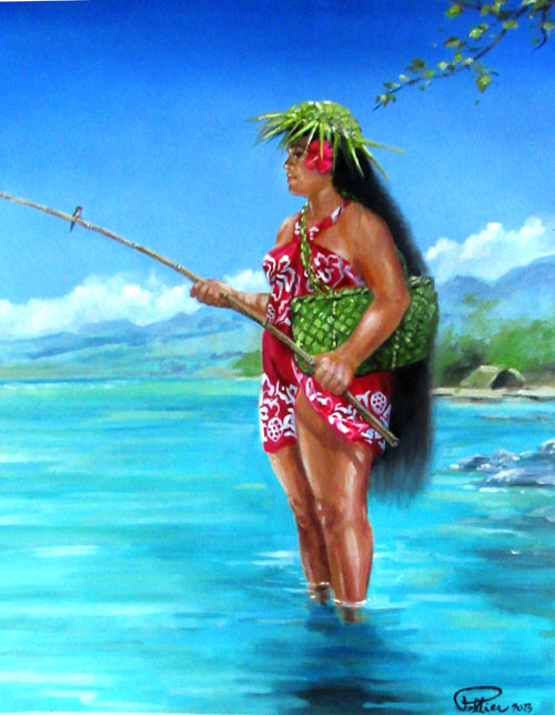 N°1 PECHE A LA LIGNE 51X41 HUILE SUR TOILE 2023  VENDU