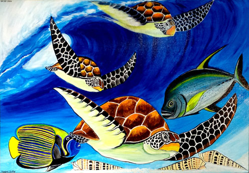 VSO37 MAONI BALLET DES TORTUES 79X130 AACRYLIQUE SUR TOILE 2024