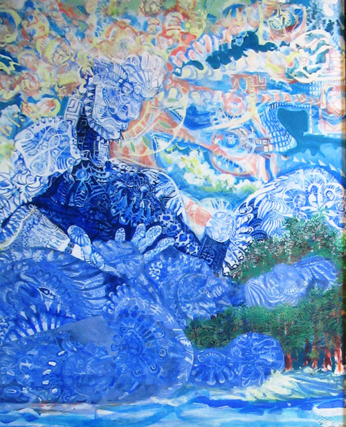 N°3187 - Artiste inconnu - Personnage bleu (2000) - 55 x 46 - Acrylique sur toile
