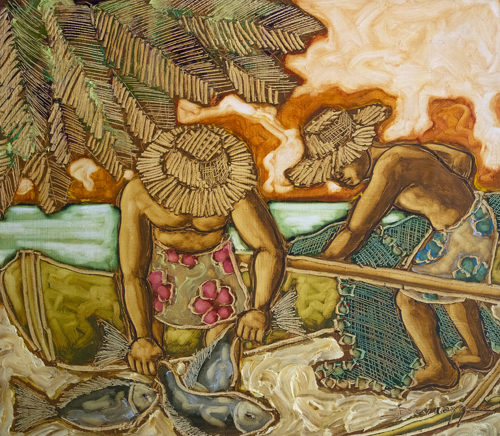 N°13 BONNE PECHE AUJOURD'HUI 61X70 HUILE SUR TOILE 2024  VENDU