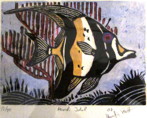 VSO105 STUBLER HANSJORD POISSON PAPILLON 19X24 LINOGRAVURE N°10/50 2007