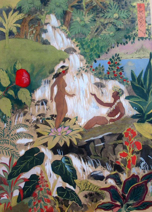 N°3062 ALAUX Jean-Paul (1876-1955) L’amour aux Marquises Estampe 44x32 1937
