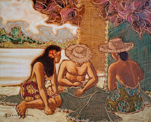 N°23 REPARATION DES FILETS 79X98 HUILE SUR TOILE 2024  VENDU