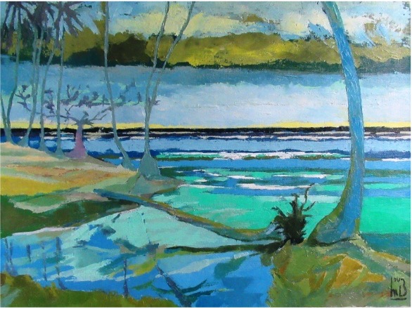 N°3520 - DE BROSSARD DU BOURG Maurice (1909 - 1996) - Lac de Tuauru - 61 x 46 - Huile sur toile