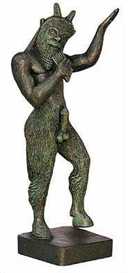 Estatua del Dios Pan con su característica flauta (siringa).