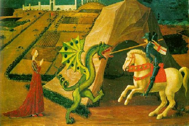 San Jorge y el Dragón. Pintura de Paolo Uccello (1456).