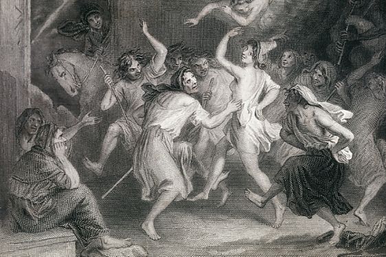 "Danza de las brujas". Ilustración de J.M. Wright, 1842.