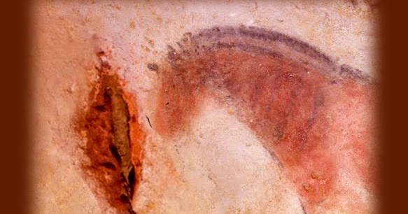 Grieta-vulva junto al dibujo de un caballo. Cueva de Ekain, Deba, País Vasco. 5.000 a.C.
