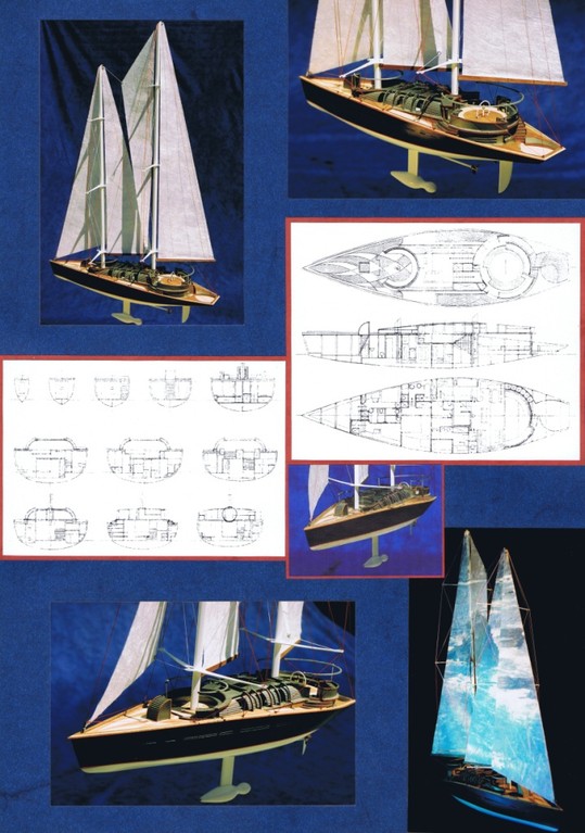 Etude, conception et maquette : voilier de 30m. Plans et maquette Hervé Arnoul pour IMS.