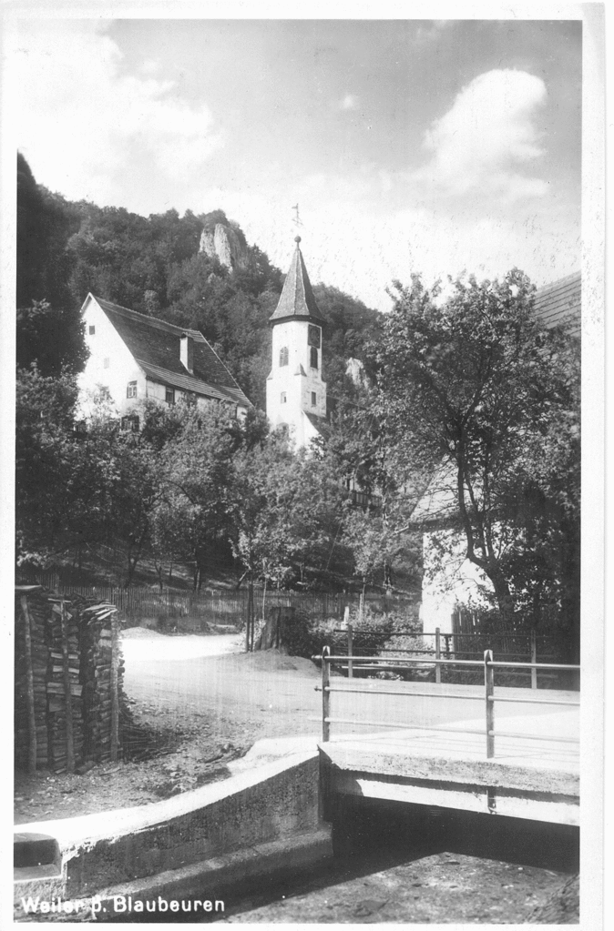 Rathausecke, Kirche, 1936     Ansichtskarte der Gebr. Metz,Tübingen