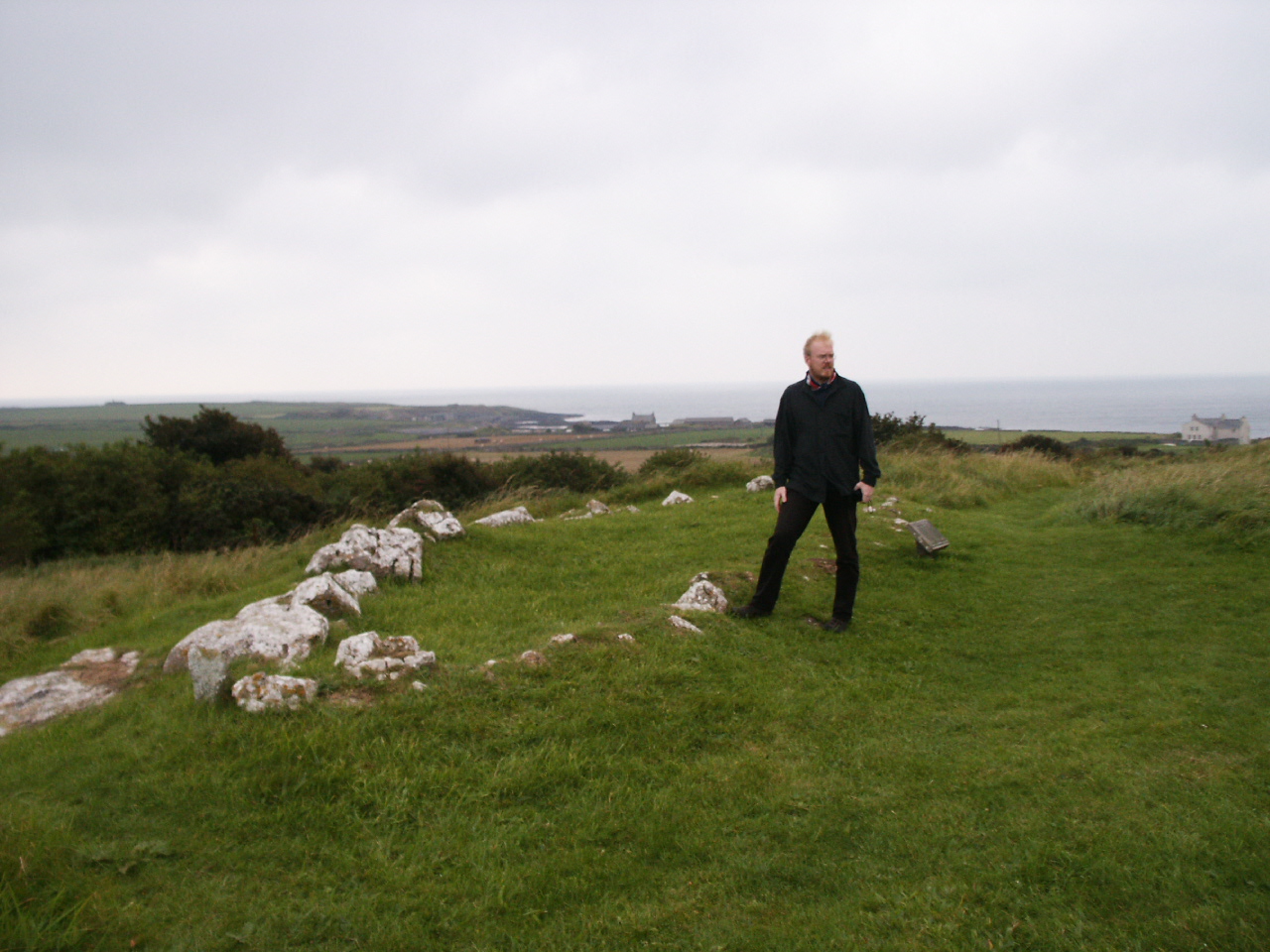 Balladoole: Author at the Viking boat grave site, September 2004