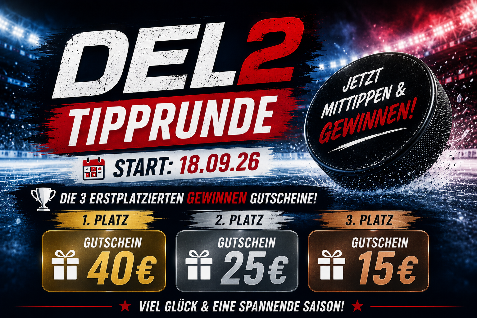 Eishockey-Fans aufgepasst: Die DEL2-Tipprunde startet! Spannung bis zum Schluss – Mit tollen Preisen!
