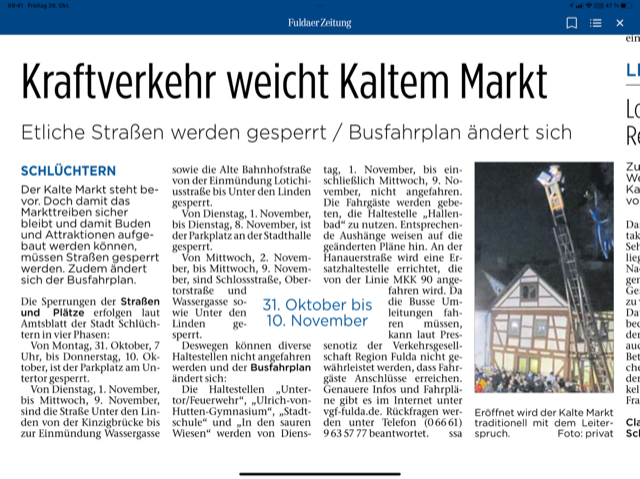 Allgemein Information zum Kalten Markt