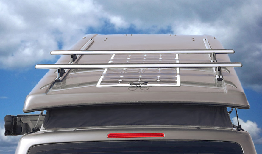 extra's available such as roof rack systems and solar panels V710 Transit Custom  camper roof