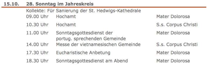 Kollekte in Ss.Corpus Christi Berlin