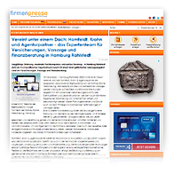 Webscreen: FIRMENPRESSE 2023 / Vereint unter einem Dach: Homfeldt, Krohn und Agenturpartner - das Expertenteam für Versicherungen, Vorsorge und Finanzberatung in Hamburg