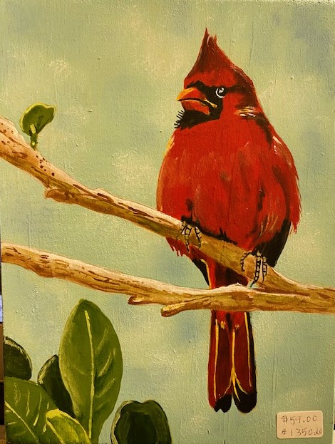 CARDINAL 6 x 4.5 acrylic 