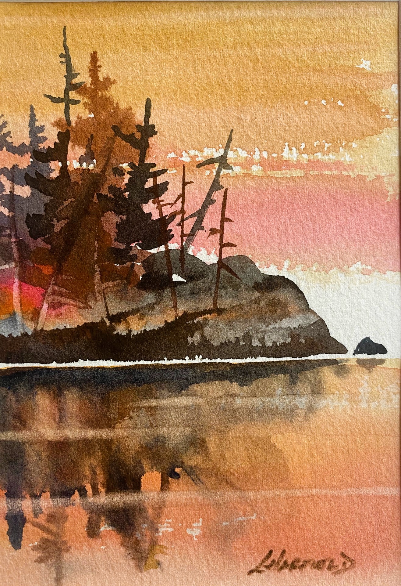 EARLY MANITOULIN MORNING  7 x 5 watercolour (matted 10 x 8)