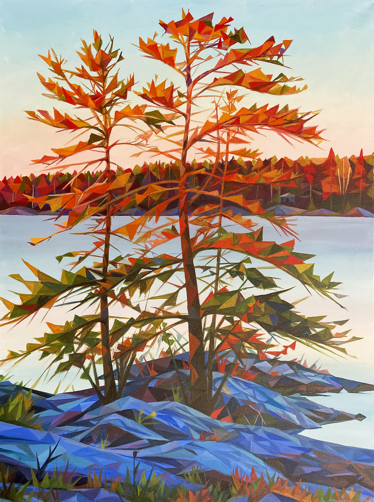 'TIL THE SUN DIPS DOWN 40 x 30 acrylic by Lee Munn