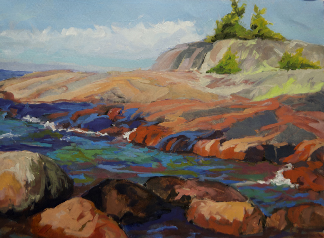 RED ROCKY SHORELINE 16 x 20 oil on panel 