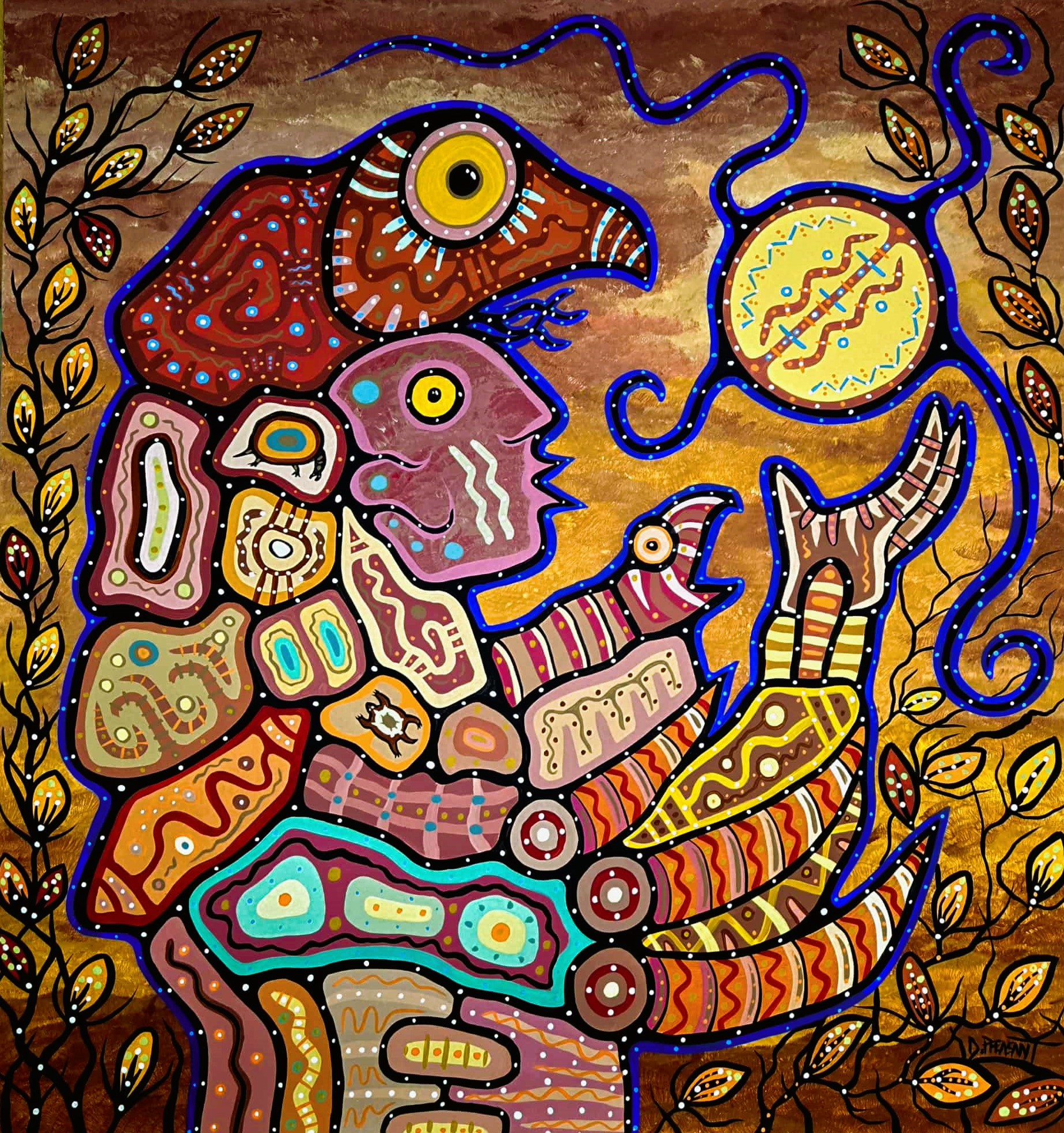 AUTUMN WARRIOR 34 x 36 acrylic 