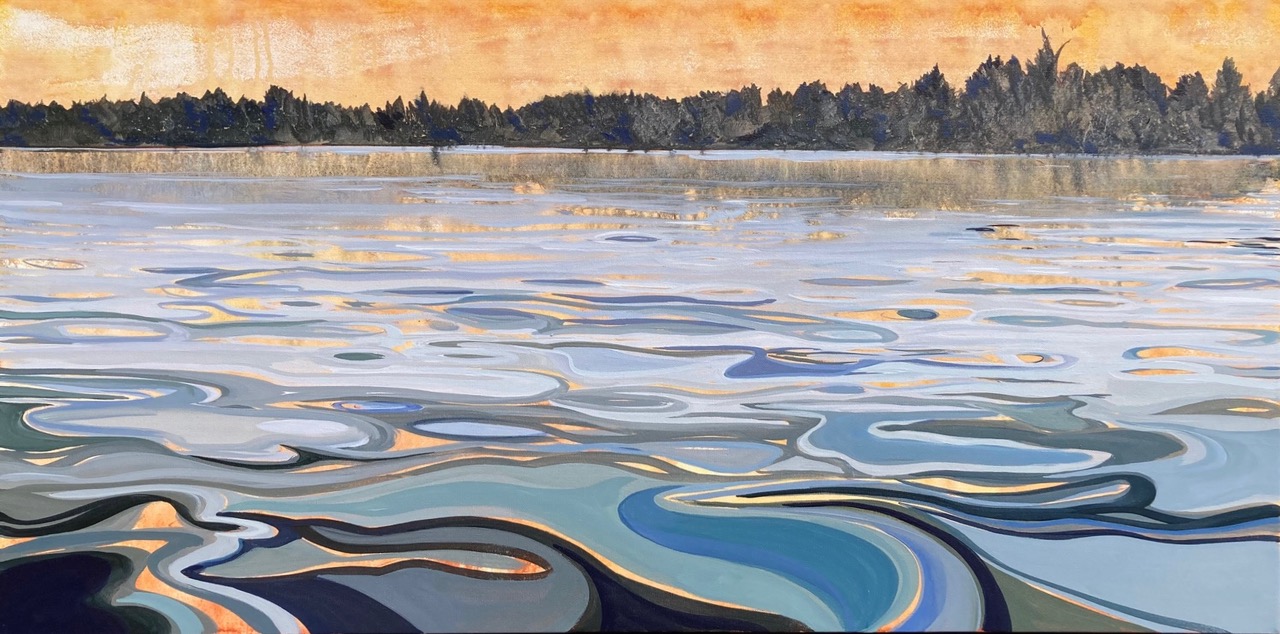 REFLECTIONS 24 x 48 acrylic by Mary Loos 