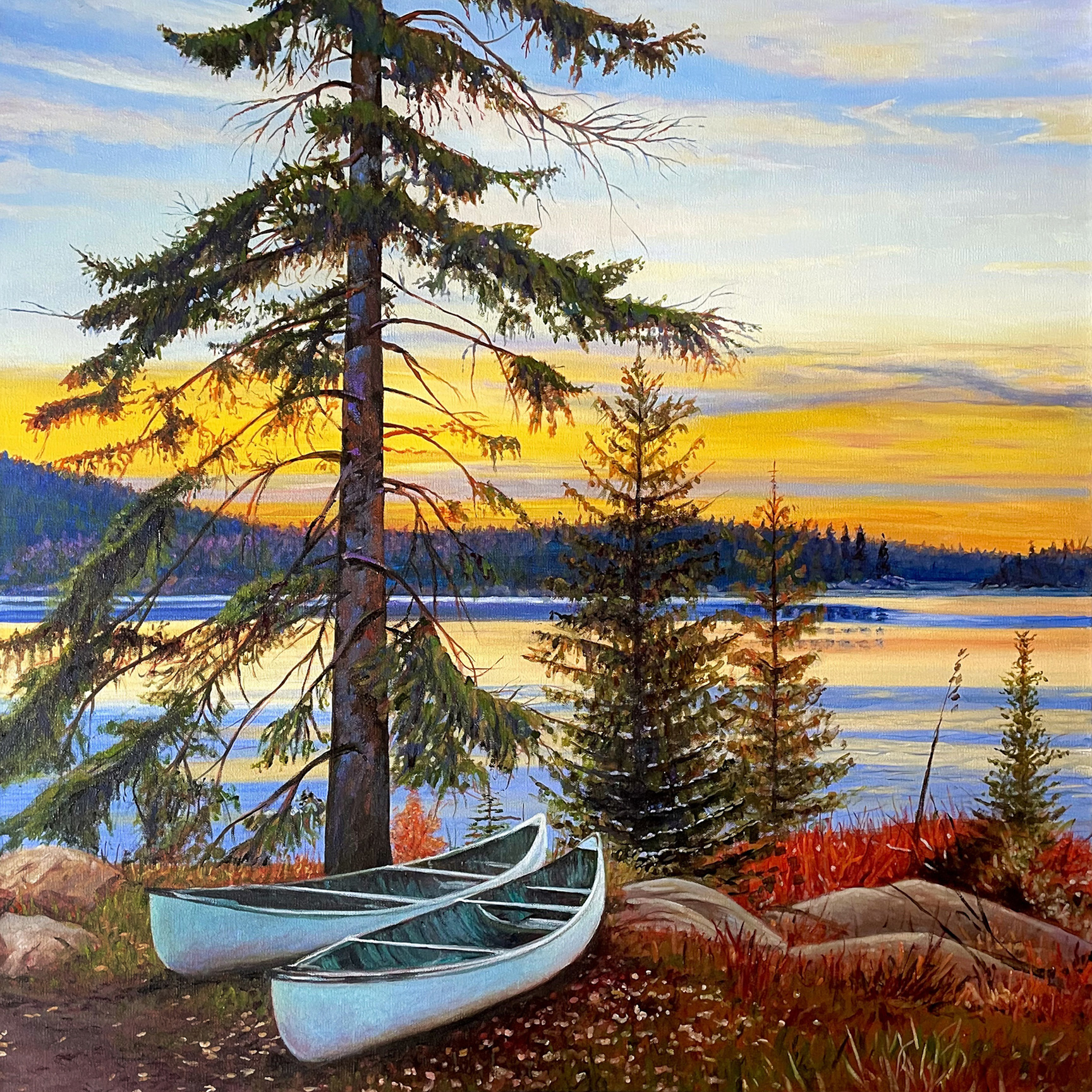 SEE THE WATER ON THE RISE 36 x 36 acrylic by Lee Munn