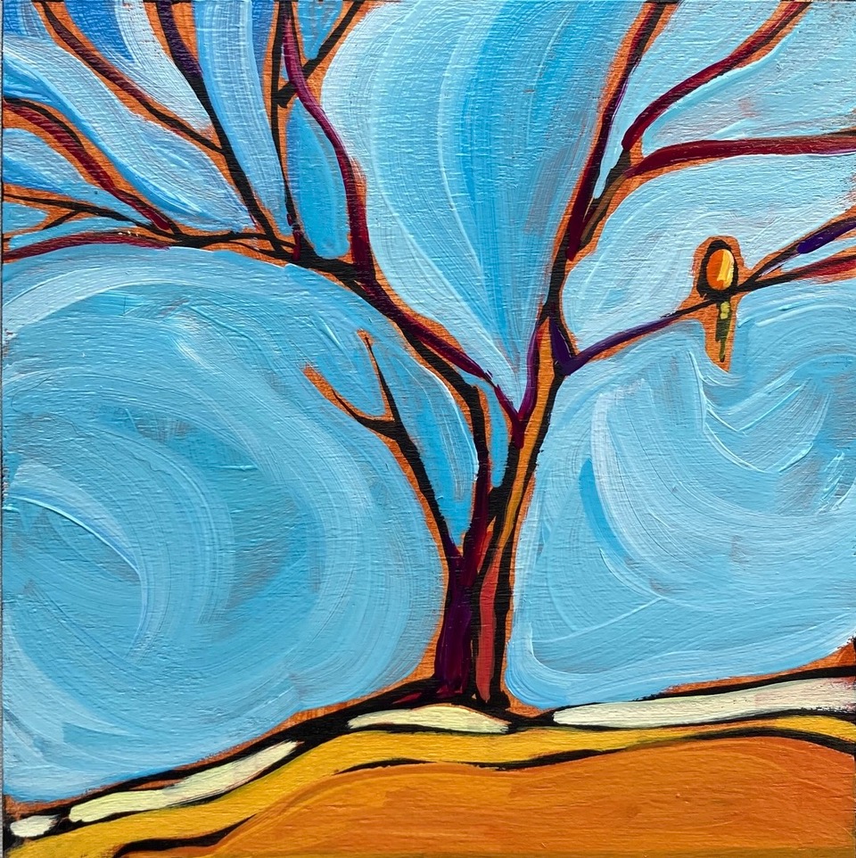 THE VIEW FROM UP HERE #1  6 x 6  oil 