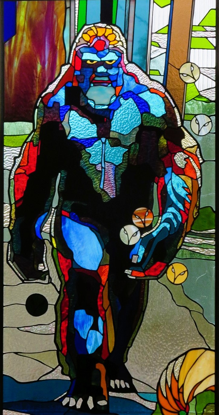 NORTHERN STROLL 45 x 23 stained glass by Hadyn Butler 