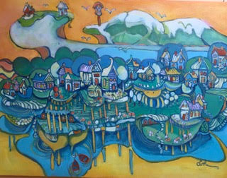 Little Villages #5    18 x 24  acrylic