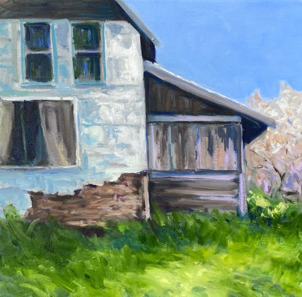 FORGOTTEN FARMHOUSE 12 x 12 oil 