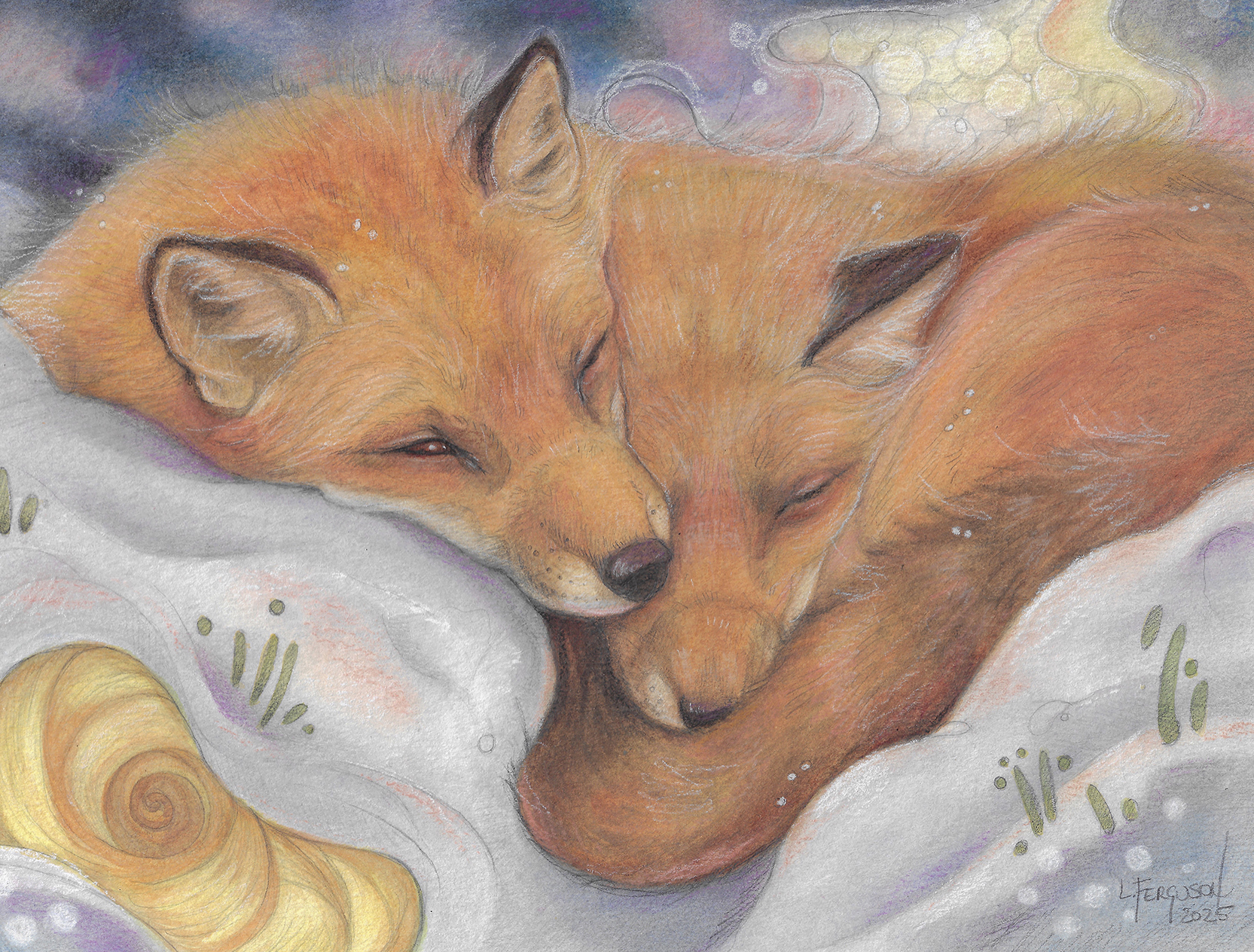 THE WARMTH OF TWO 8.5 x 11 (framed 11 x 14) mixed media 