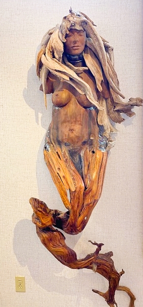 SEA QUEEN 96 x 26 mixed media, silver and driftwood sculpture 